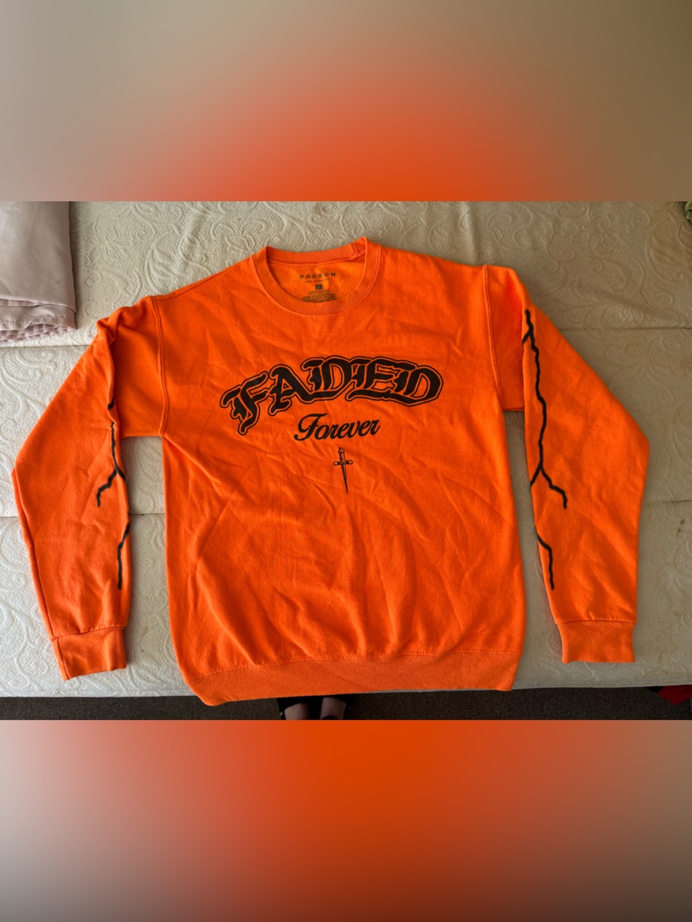 PacSun Orange Crewneck Sweatshirt with Ink Logo